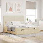 VidaXL Cadre de lit ottoman avec matelas crème 200x200cm tissu