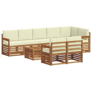 vidaXL Ensemble de canapés d'extérieur 9 pc Naturel et Crème Polyester
