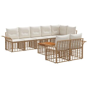 vidaXL Ensemble de canapés d'extérieur 9 pc Blanc Naturel et Crème