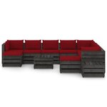vidaXL Salon de jardin 12 Pièces avec coussins Bois imprégné de gris