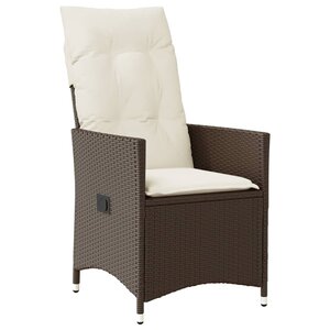 vidaXL Chaise inclinable de jardin avec coussins marron résine tressée