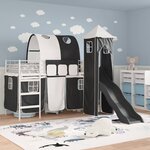 vidaXL Lit mezzanine pour enfants Blanc et Noir 74 5 x 190 cm Métал