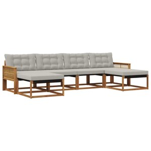 vidaXL Ensemble de canapés d'extérieur 6 pc Naturel et gris clair
