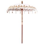 vidaXL Parasol balinais Crème (180-190) x 260 cm Coton et bois massif