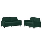vidaXL Ensemble de canapés 2 Pièces avec coussins Vert foncé Velours