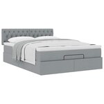 VidaXL Cadre de lit ottoman et matelas gris clair 140x200 cm tissu