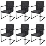 vidaXL Chaises à manger cantilever lot de 6 noir similicuir
