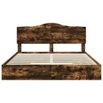 vidaXL Lit de Rangement Chêne fumé 180 x 200 cm Bois d'ingénierie