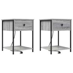 vidaXL Cabinet de chevet avec tiroir 2 Pièces Sonoma gris 42 x 41 x 56 cm