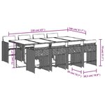 vidaXL Ensemble à manger de jardin et coussins 9 Pièces marron poly rotin
