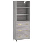 vidaXL Buffet haut Sonoma gris 69 5x34x180 cm Bois d'ingénierie
