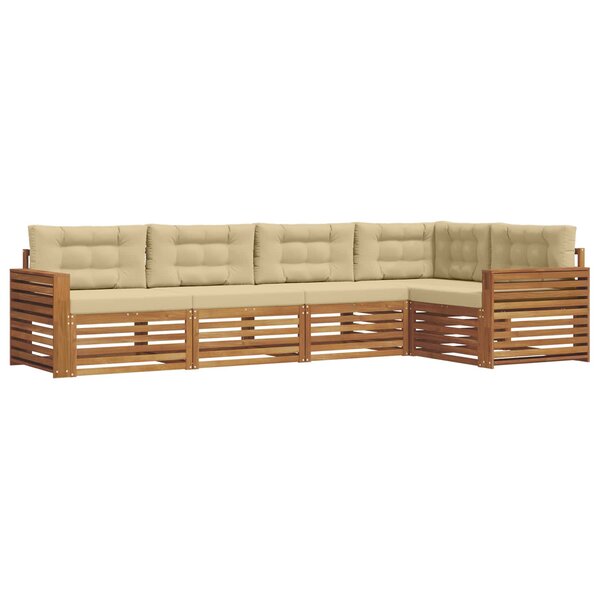 vidaXL Ensemble de canapés d'extérieur 5 Pièces Naturel et Beige