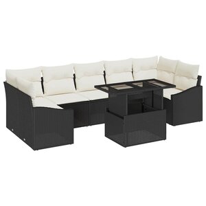 vidaXL Ensemble de canapé de jardin 8 Pièces Noir Poly rotin