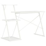 Bureau table poste de travail meuble d'ordinateur informatique étude avec étagère 116 x 50 x 93 cm blanc 02_0023476