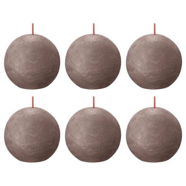 Bolsius Bougies boule rustiques Shine 6 Pièces 76x71 mm Taupe rustique