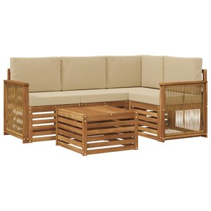 vidaXL Ensemble de canapés d'extérieur 5 pc Naturel et Beige Polyester
