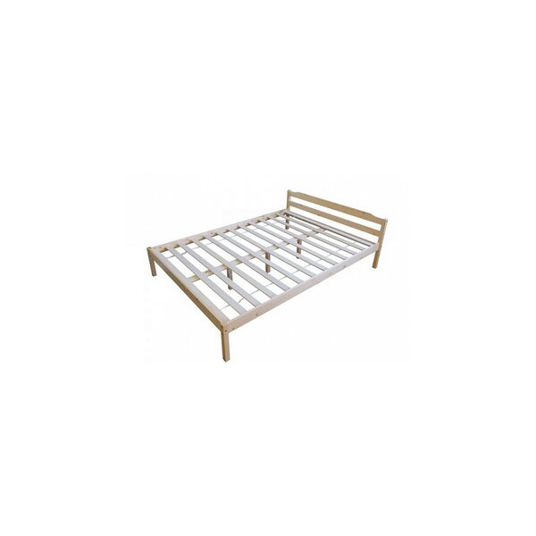 Lit double en pin massif naturel 140x200 cadre avec sommier à lattes