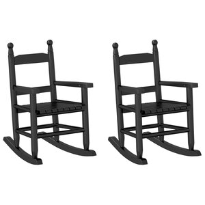 vidaXL Chaises à bascule enfants lot de 2 noir bois de peuplier massif