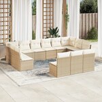vidaXL Salon de jardin avec coussins 13 Pièces beige résine tressée