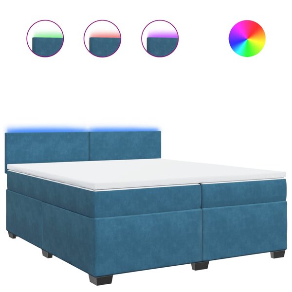 vidaXL Sommier à lattes de lit et matelas Bleu 200x200 cm velours