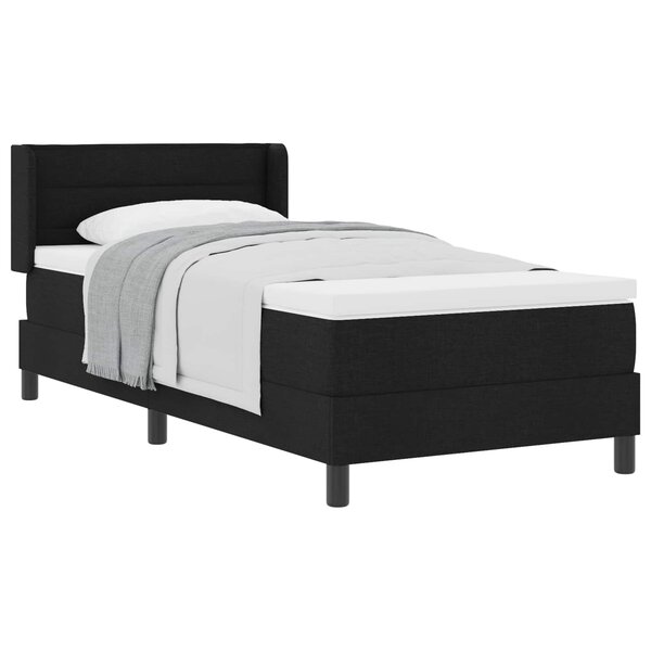 vidaXL Lit à ressorts avec tête de lit Noir 190 x 90 cm tissu