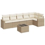 vidaXL Salon de jardin avec coussins 7 Pièces beige résine tressée