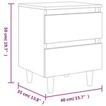 vidaXL Table de chevet avec pieds en pin gris béton 40x35x50 cm