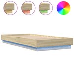 vidaXL Cadre de lit avec lumières LED chêne sonoma 90x200 cm