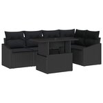 vidaXL Ensemble de canapé de jardin avec coussin Réglable 6 Pièces Noir