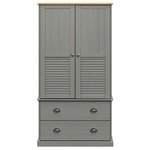 vidaXL Garde-robe VIGO gris 90x55x176 cm bois massif de pin