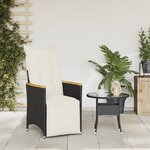 vidaXL Chaise inclinable de jardin avec coussins noir résine tressée