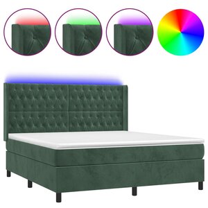 vidaXL Sommier à lattes de lit matelas et LED Vert foncé 180x200 cm