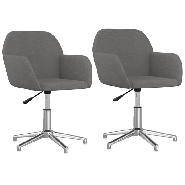 vidaXL Chaises pivotantes à manger lot de 2 Gris clair Tissu