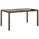 vidaXL Table de jardin 150x90x75 cm Verre trempé/résine tressée Marron