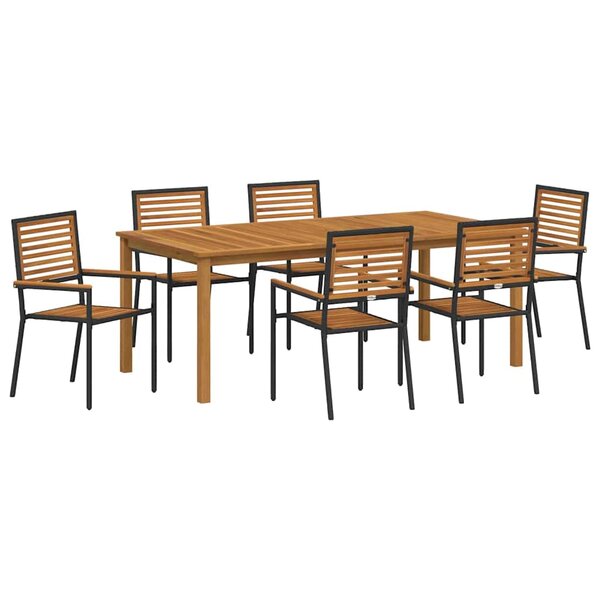 vidaXL Ensemble de salle à manger pour jardin 7 Pièces Noir Poly rotin