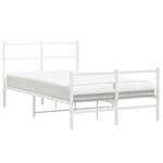 vidaXL Cadre de lit métal sans matelas et pied de lit blanc 120x190 cm