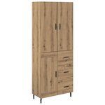 vidaXL Haut Armoire 2 Pièces Chêne artisanal Bois Aggloméré et Verre