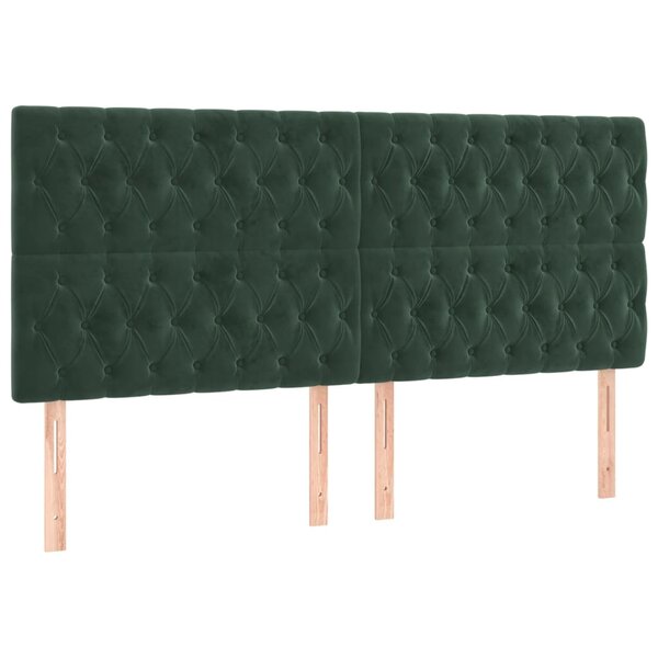 vidaXL Têtes de lit 4 Pièces Vert foncé 90x7x78/88 cm Velours