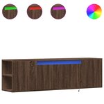 vidaXL Meuble TV mural avec lumières LED chêne marron 135x31x39 5 cm