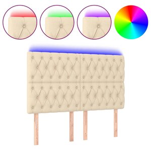 vidaXL Tête de lit à LED Crème 160x7x118/128 cm Tissu