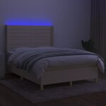 vidaXL Sommier à lattes de lit matelas et LED Crème 140x190 cm Tissu