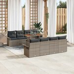 vidaXL Ensemble de canapé de jardin 9 Pièces Gris Poly rotin