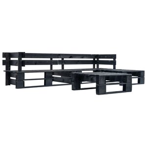 vidaXL Canapés de jardin palette 4 Pièces Noir Bois