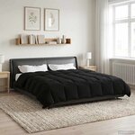 vidaXL Duvet d'été simple Matelassé Noir 220 x 260 cm Microfibre