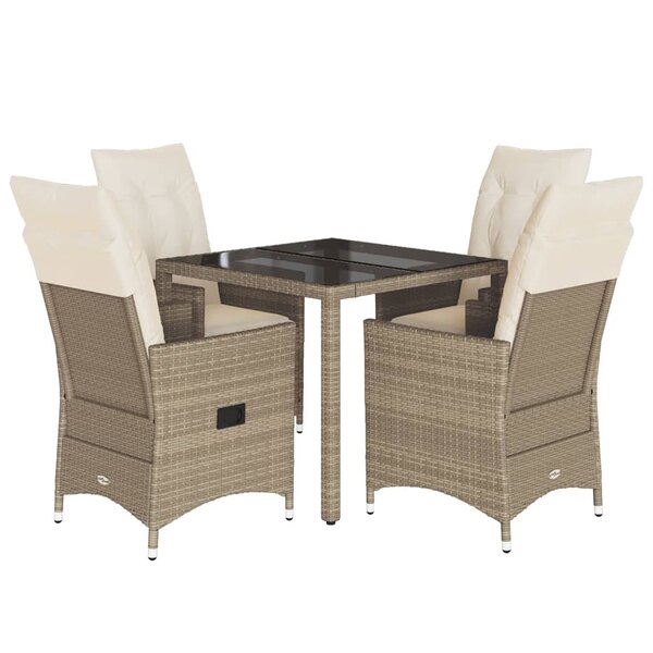 vidaXL Ensemble à manger de jardin avec coussins 5Pièces Beige poly rotin