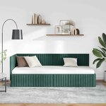 vidaXL Cadre de lit d'angle Vert foncé 80 cm x 200 cm tissu