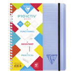 Cahier spirales Proactiv'Book Linicolor A5+ (16 x 21 cm) fermeture par élastique 180 pages 90g petits carreaux 5x5 - Coloris Fresh