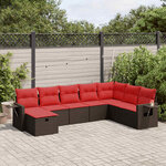 vidaXL Salon de jardin 8 Pièces avec coussins marron résine tressée