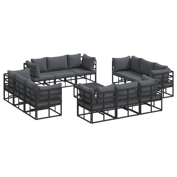vidaXL Ensemble de canapé de jardin 13 Pièces Noir 70 x 70 x 32 cm