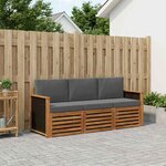 vidaXL Ensembles de canapés avec coussin 3 Pièces Bois d'Acacia Massif